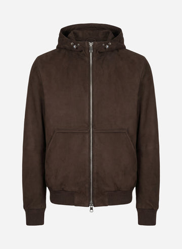 NUBUK HOODED BLOUSON