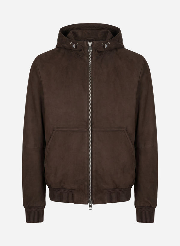 NUBUK HOODED BLOUSON