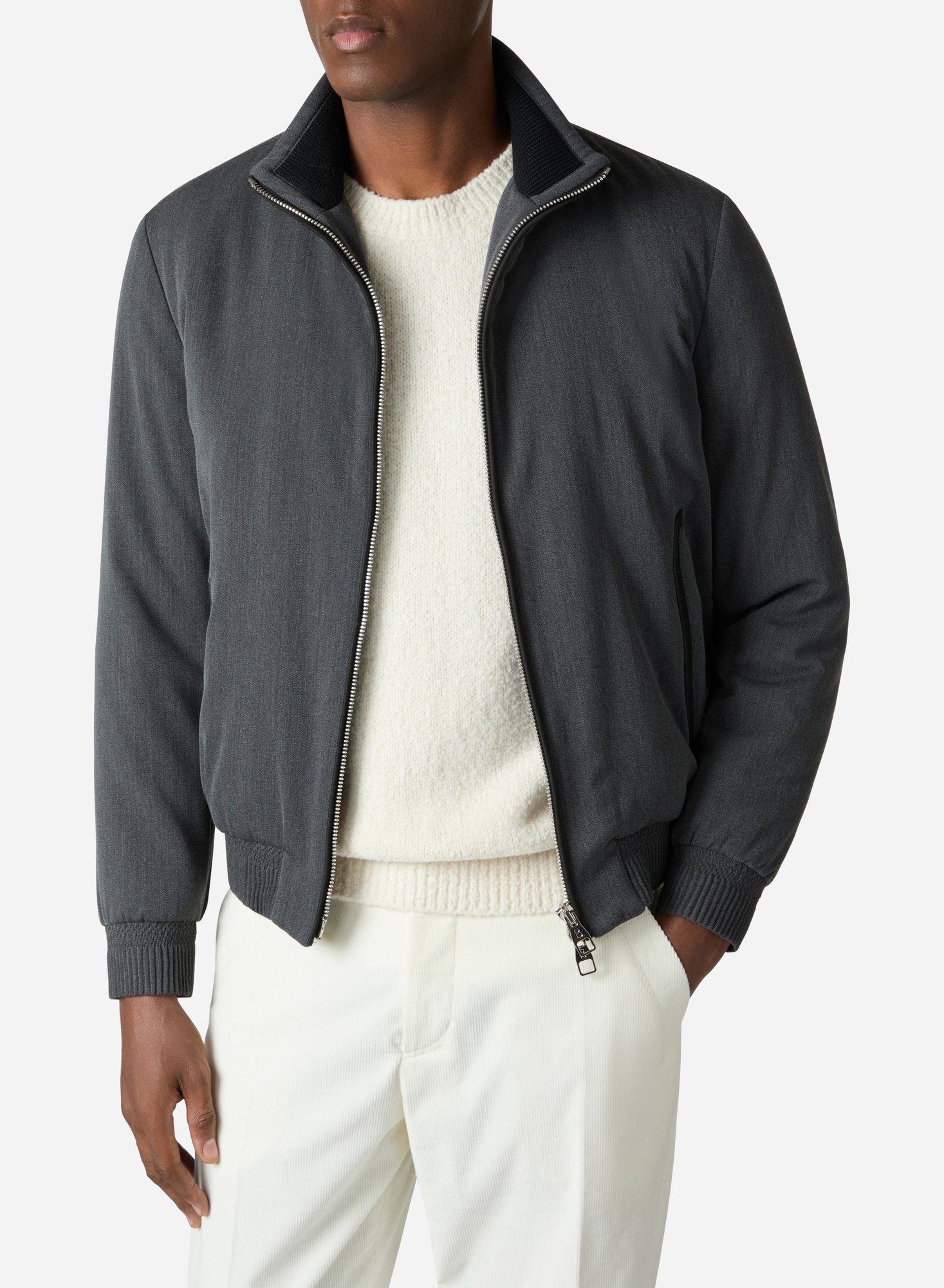 MEN’S WINDBLOCK MOLE YARN KNIT BLOUSON TECHNICAL WOOL BLOUSON