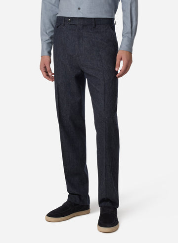 WOOL FLAT FRONT PANTS
