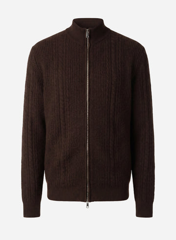 CASHMERE FANCY CABLE FULL-ZIP