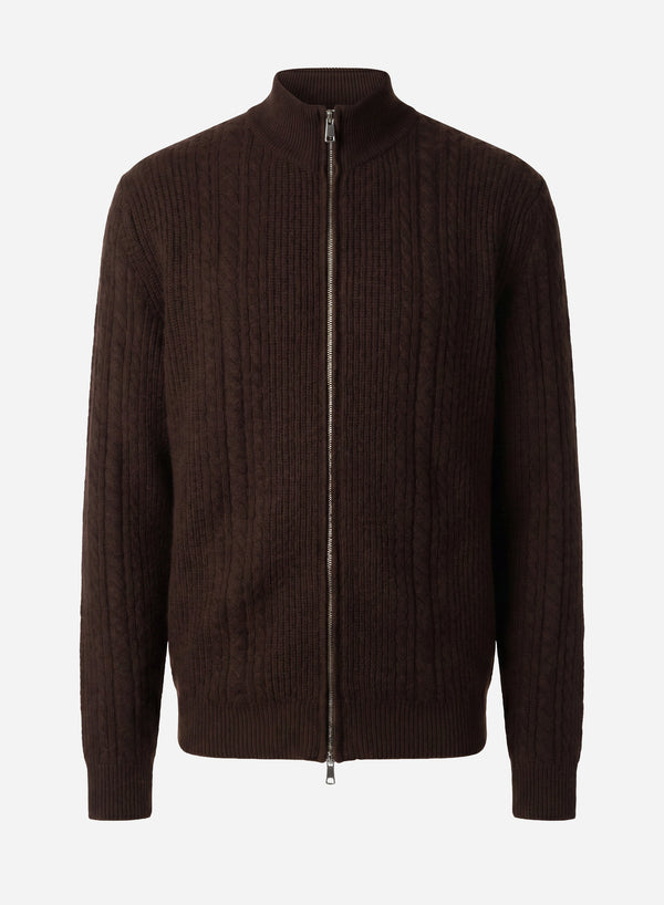 CASHMERE FANCY CABLE FULL-ZIP