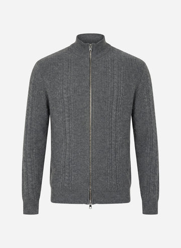 CASHMERE FANCY CABLE FULL-ZIP