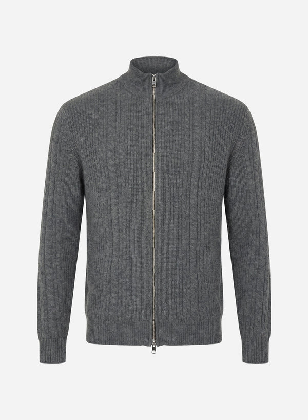 CASHMERE FANCY CABLE FULL-ZIP