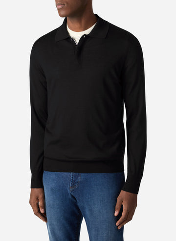 CASHMERE AND SILK LONG SLEEVES ZIP POLO