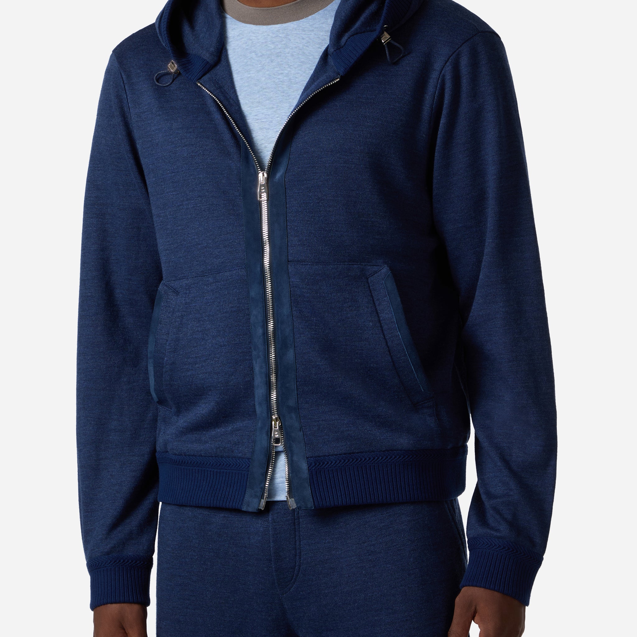 LINEN WOOL FULL ZIP HOODIE SWEATSHIRT