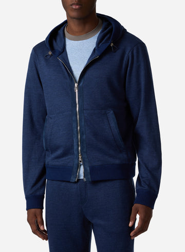 LINEN WOOL FULL ZIP HOODIE SWEATSHIRT