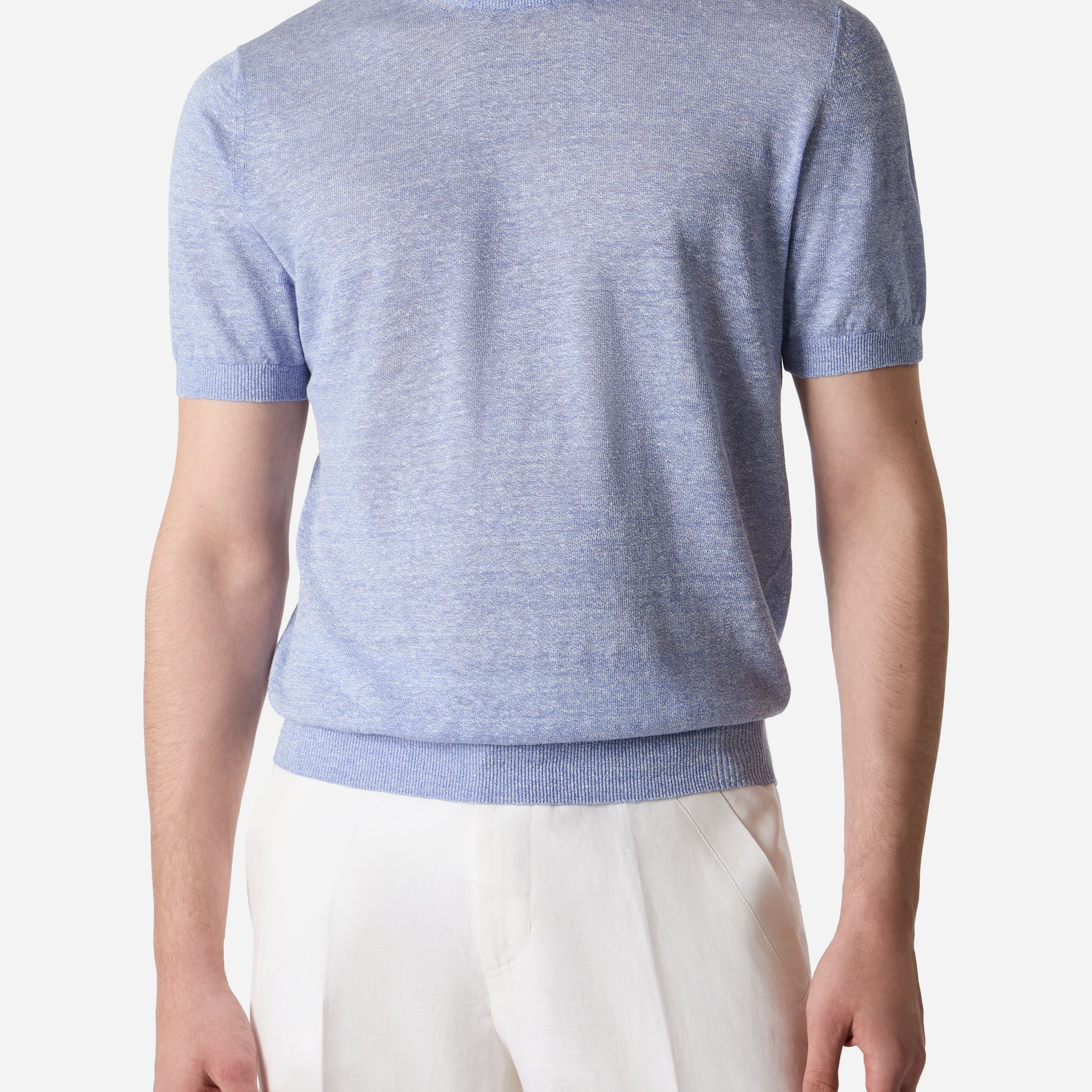 LINEN SILK SHORT SLEEVES CREWNECK