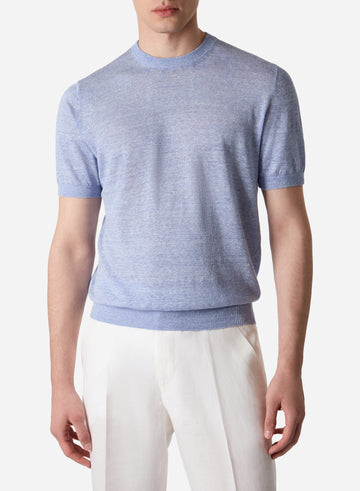 LINEN SILK SHORT SLEEVES CREWNECK