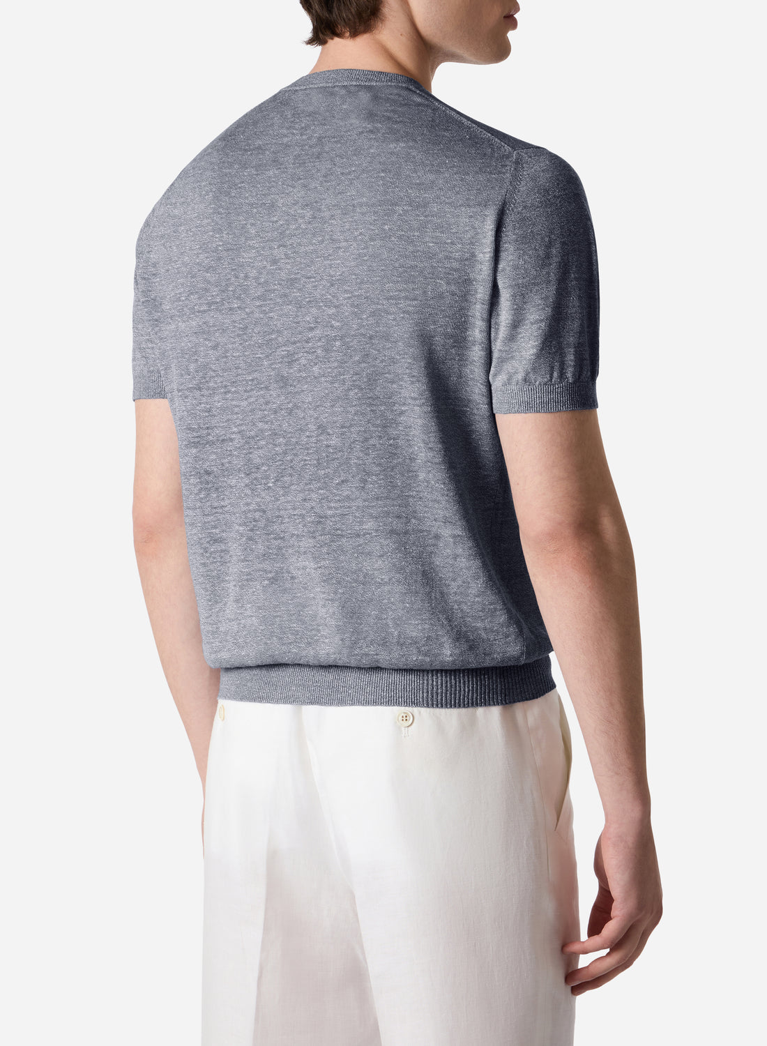 LINEN SILK SHORT SLEEVES CREWNECK