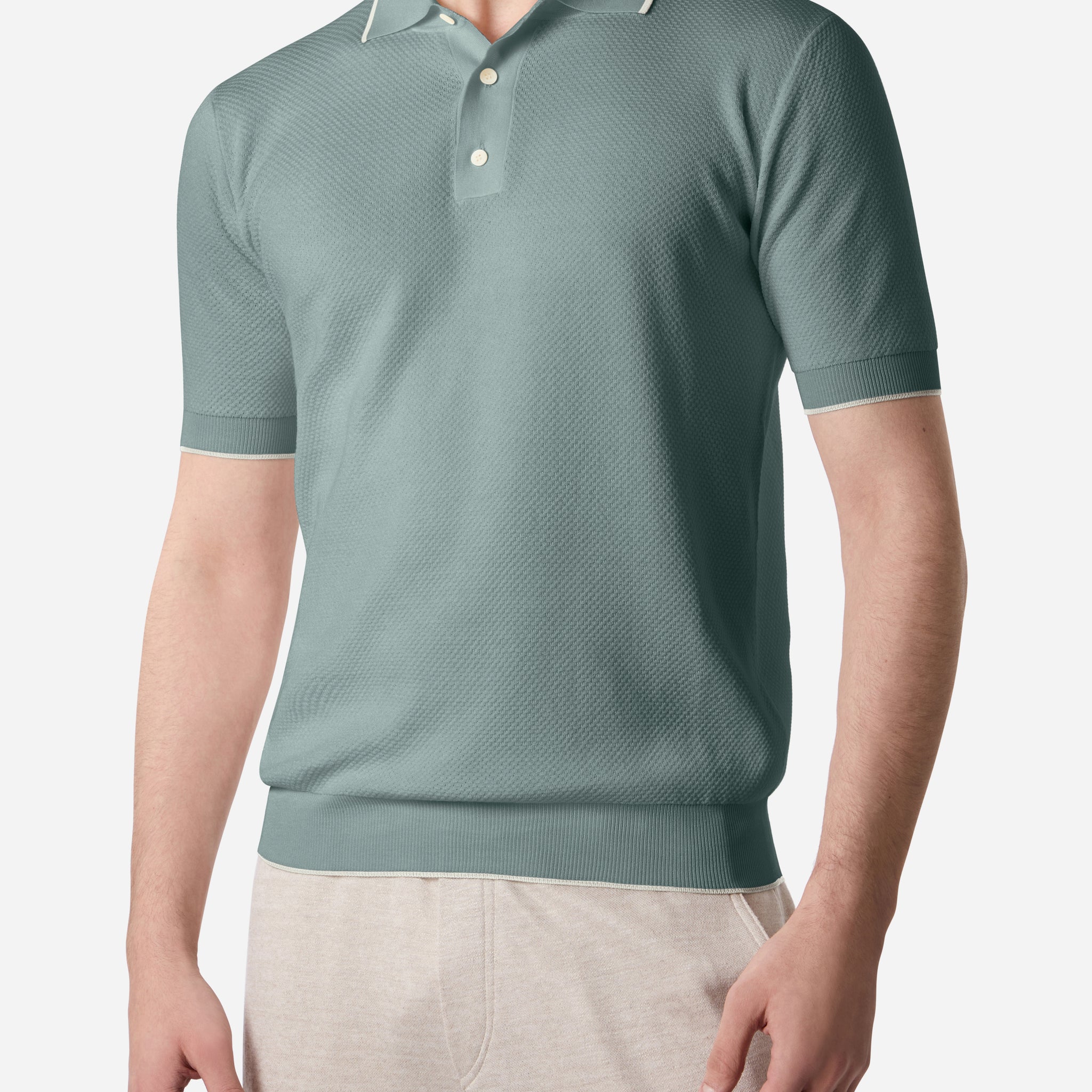 COTTON AND SILK SHORT SLEEVES POLO