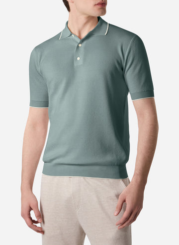 COTTON AND SILK SHORT SLEEVES POLO