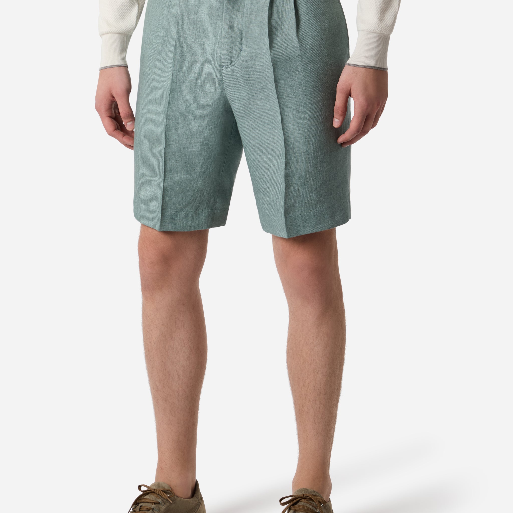 LINEN SHORT PANTS DOUBLE PLEATS