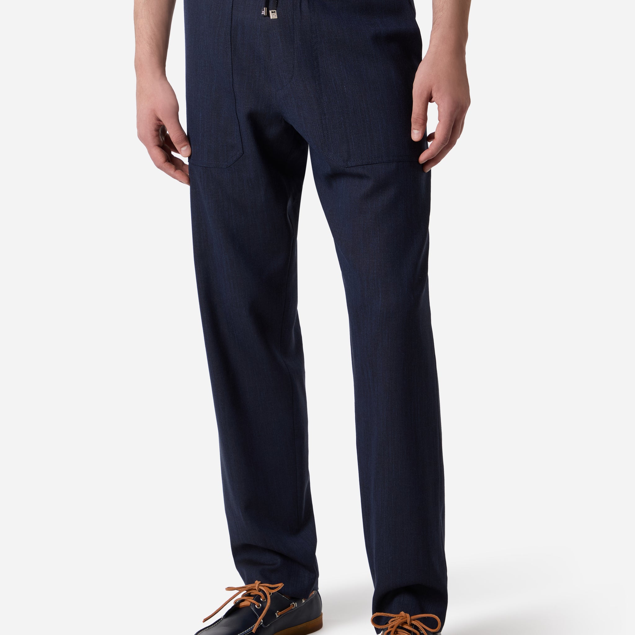 WOOL SILK LINEN DRAWCORD PANTS