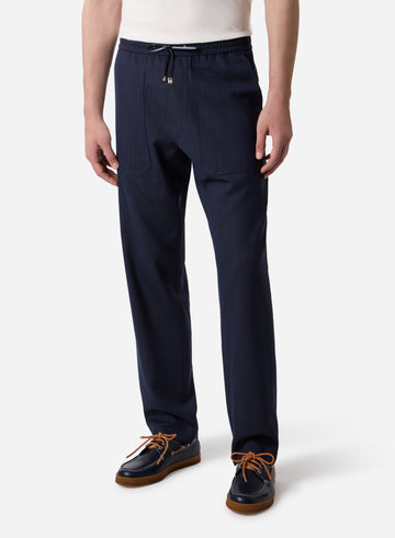 WOOL SILK LINEN DRAWCORD PANTS