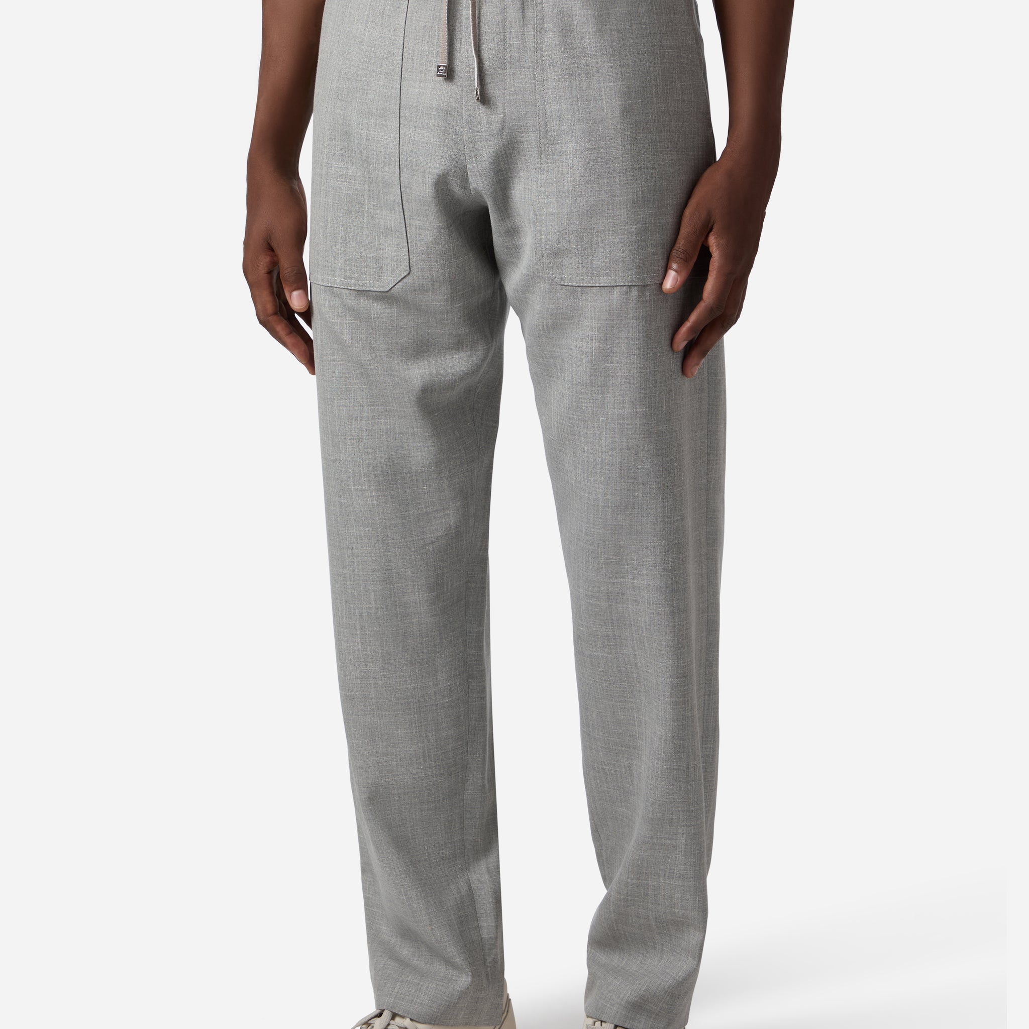 WOOL SILK LINEN DRAWCORD PANTS