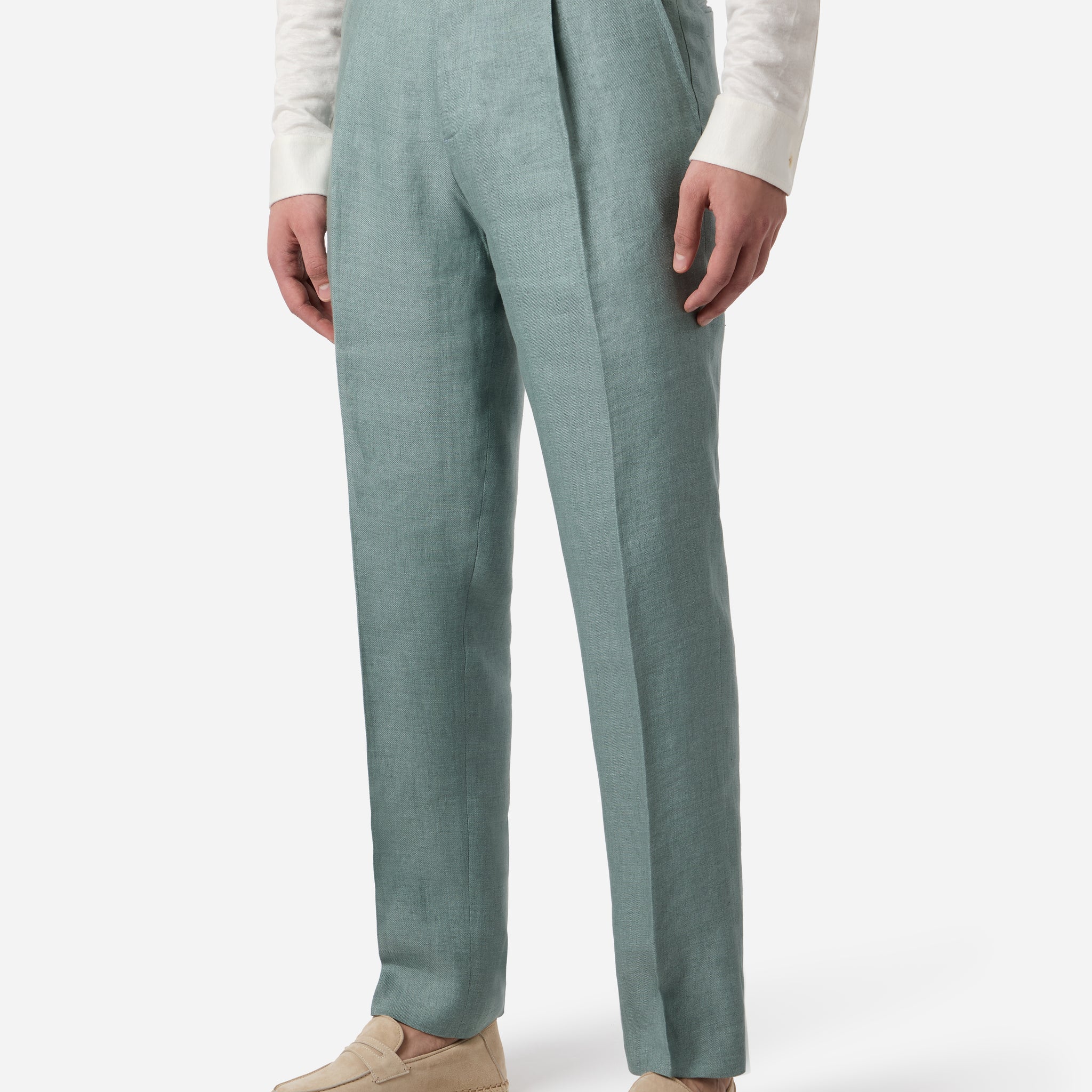 LINEN SINGLE PLEAT PANTS