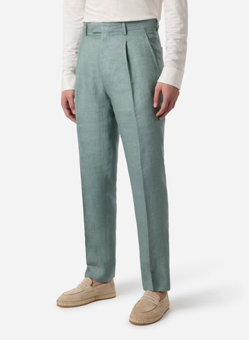 LINEN SINGLE PLEAT PANTS