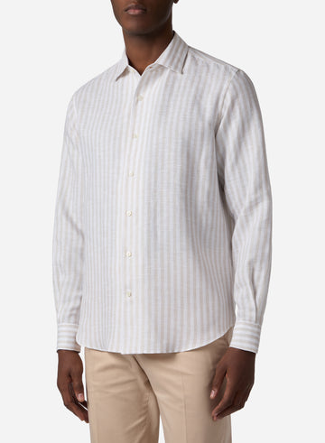 LINEN STRIPE CASUAL SHIRT