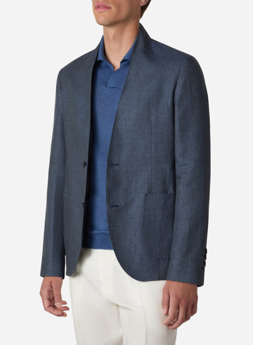 LINEN COLLARLESS BLAZER
