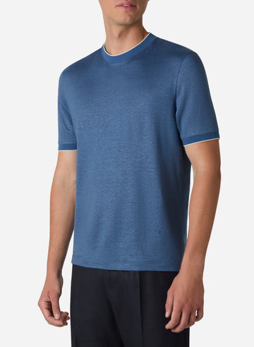 LINEN AND SILK SHORT SLEEVES T-SHIRT