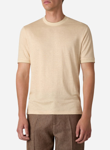 LINEN AND SILK SHORT SLEEVES T-SHIRT