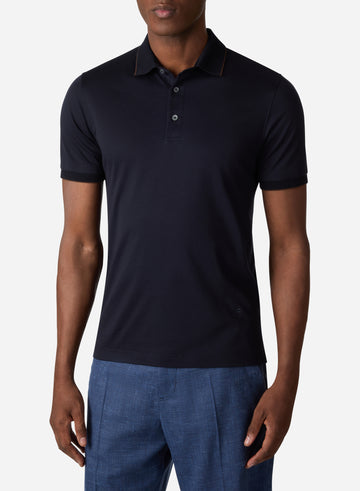 COTTON AND SILK SHORT SLEEVES POLO
