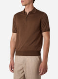 Brett Johnson COTTON AND SILK SHORT SLEEVES ZIP POLO