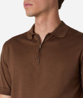 Brett Johnson COTTON AND SILK SHORT SLEEVES ZIP POLO — back view