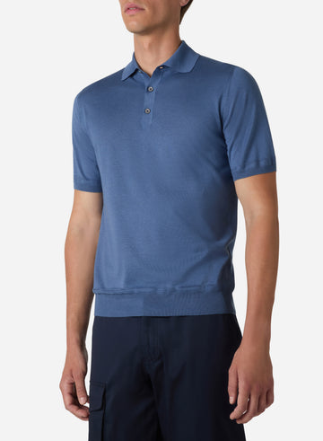 COTTON AND SILK SHORT SLEEVES POLO