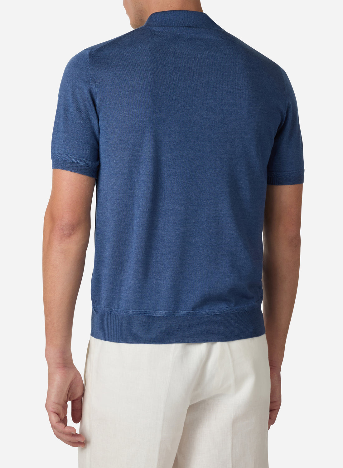 CASHMERE AND SILK SHORT SLEEVES ZIP POLO