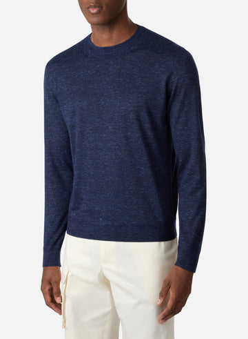 CASHMERE SILK LINEN LONG SLEEVES CREWNECK