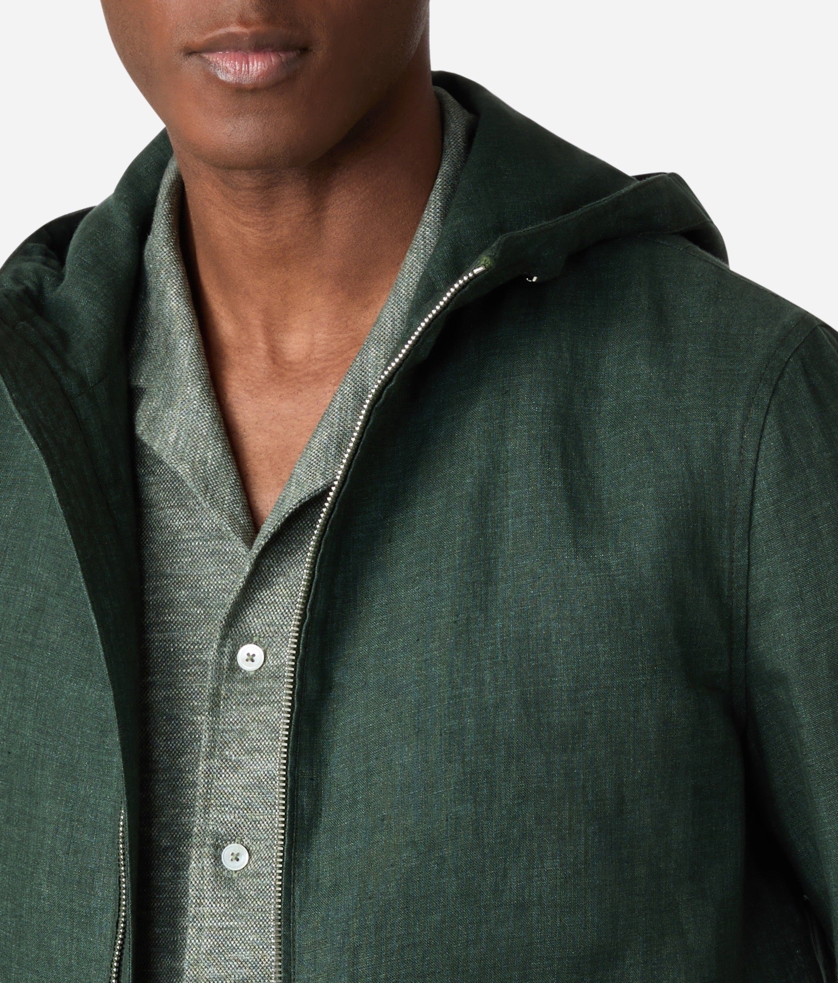 Brett Johnson LINEN HOODED BLOUSON — detail view