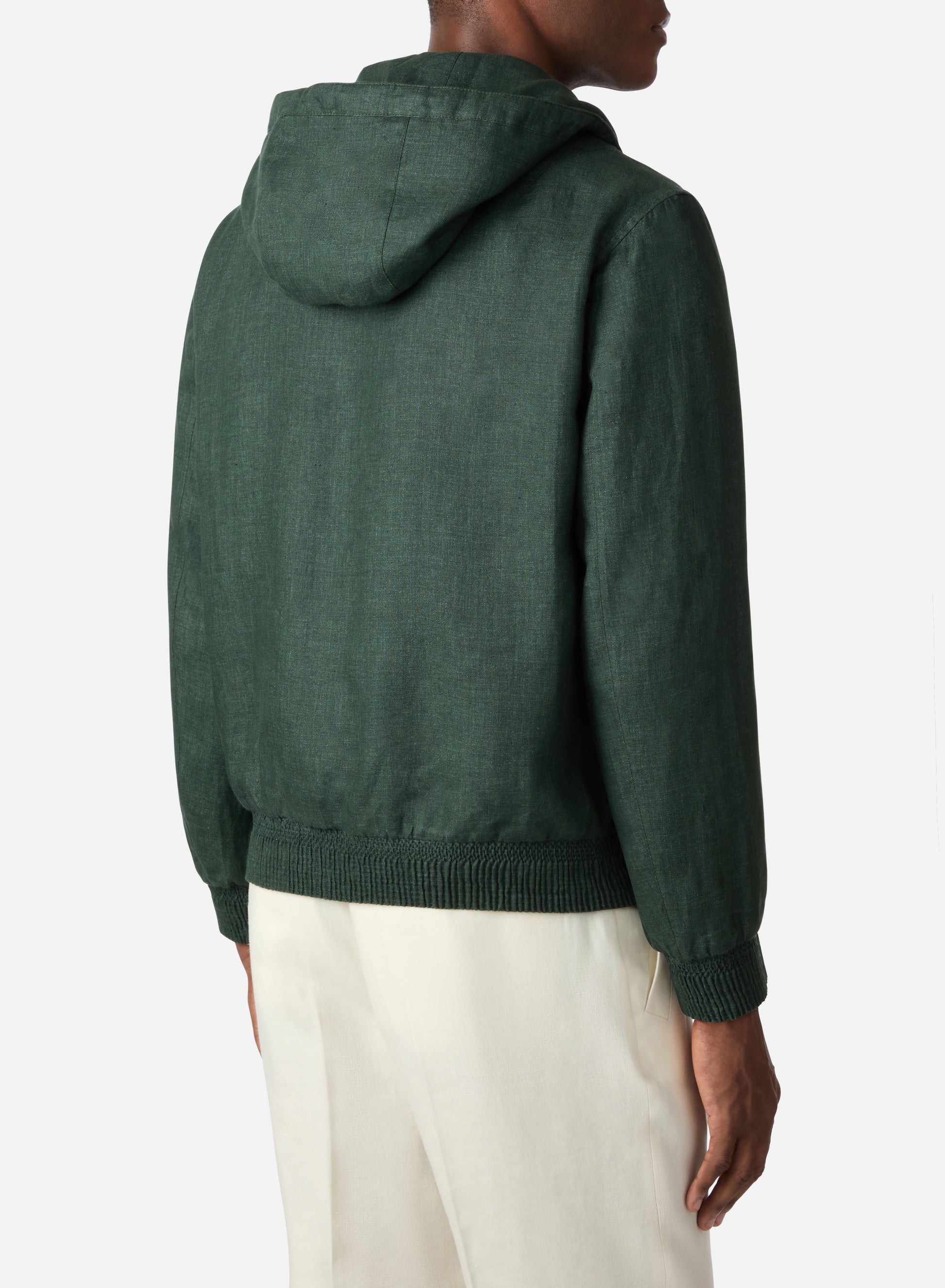 Brett Johnson LINEN HOODED BLOUSON — back view