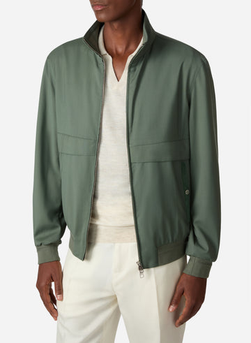 WATER-REPELLENT WOOL WINDBREAKER BLOUSON