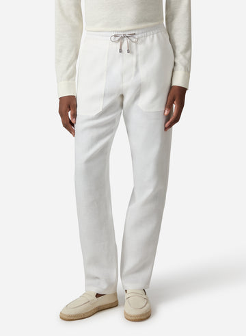 LINEN DRAWCORD PANT WITH PATCH POCKET
