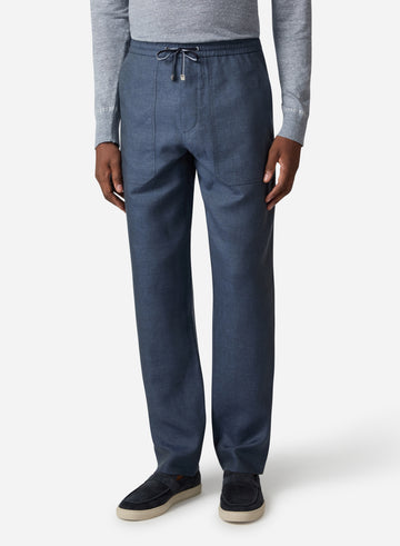LINEN DRAWCORD PANT WITH PATCH POCKET