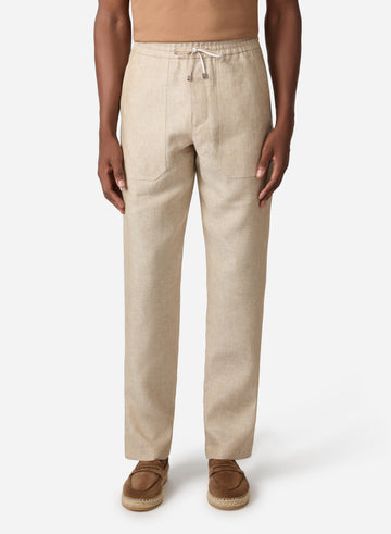 LINEN DRAWCORD PANT WITH PATCH POCKET