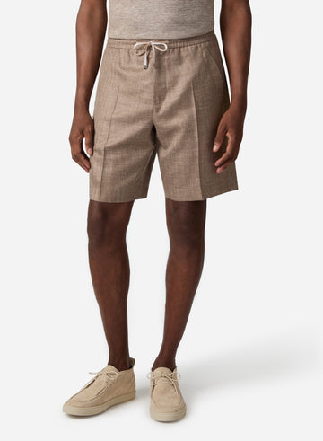 WOOL SILK LINEN DRAWCORD SHORT PANT
