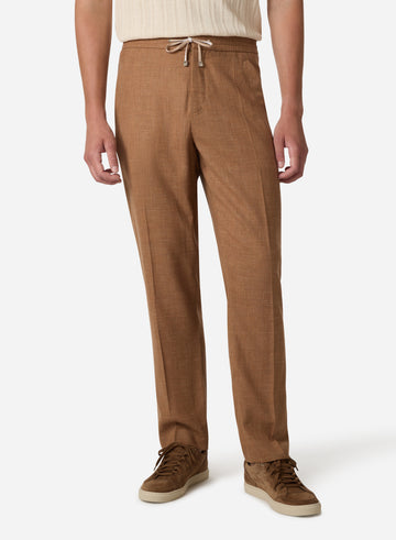 WOOL SILK LINEN DRAWCORD PANT
