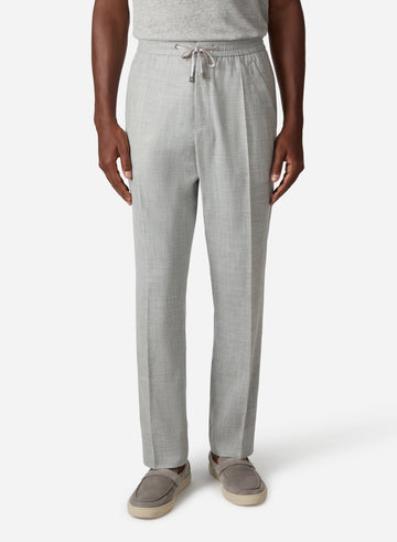 WOOL SILK LINEN DRAWCORD PANT