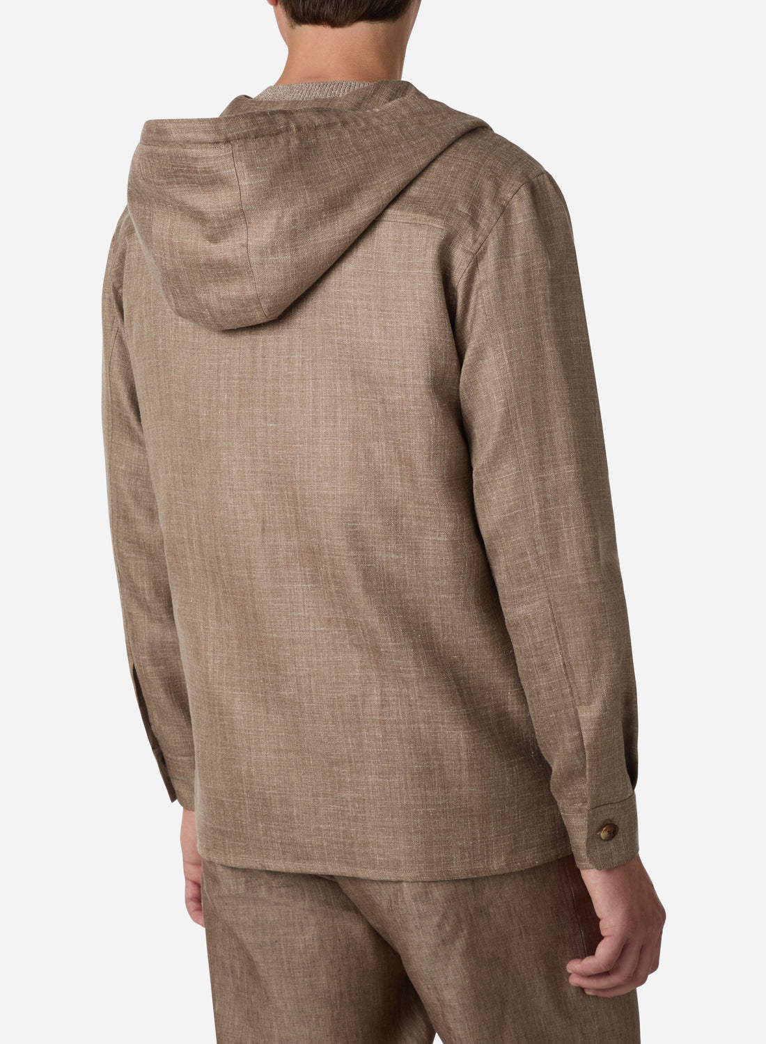 WOOL SILK LINEN HOODIE SHIRT